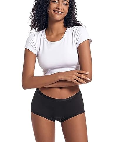 Goat Union Organic Cotton Boyleg Period Underwear for Women & Teens - Moderate Absorbency Period Panty, Black, 6XL, Pack of 1