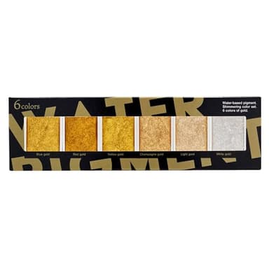 Golden Artistry: 6 Metallic Watercolor Paints Including Lustrous Gold for Professional Artwork