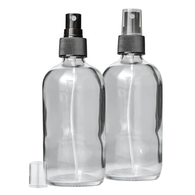 DMSOSTORE Glass Spray Bottle Set, 8 oz, BPA-Free Fine Mist Sprayer, Chemical-Resistant with Dust Cap, 2-Pack