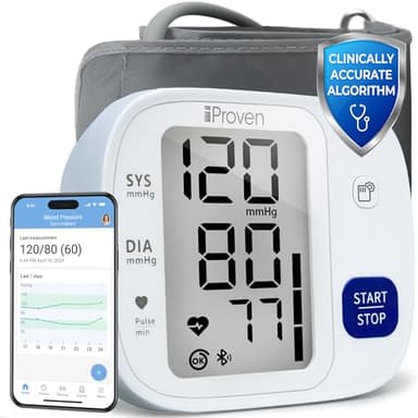 iProven Blood Pressure Monitor Bluetooth for Home Use - Upper Arm with App Integration, Easy-to-Use One-Touch Operation, and Large Display for Convenient Monitoring.