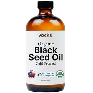 Black Seed Oil Organic Cold Pressed Unrefined Glass Bottle | USDA Certified Organic Black Cumin Seed Oil | High Thymoquinone Omega 3 6 9 | For Immune Support, Joints, Digestion, Hair & Skin | 8 Fl oz