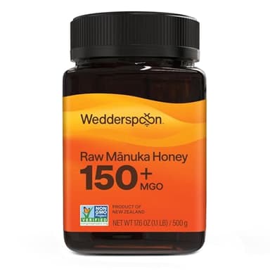 Wedderspoon Raw Premium Manuka Honey, 150+ MGO, 17.6 Oz, Unpasteurized, Genuine New Zealand Honey, Traceable from Our Hives to Your Home