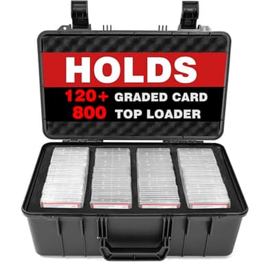 OUUTMEE Graded Card Case - Storage Box for 120+ CSG, BGS, SGC, Top Loaders Graded Sports Trading Cards with 6 EVA Foam