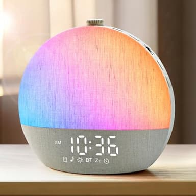 Zelaclock Sunrise Alarm Clock, White Noise Sound Machine, Sunlight Alarm Clocks for Bedrooms, 9 Natural Wake Up RGB Night Light, 30 Soothing Sounds for Heavy Sleepers, Baby, Kids, Adults Gifts
