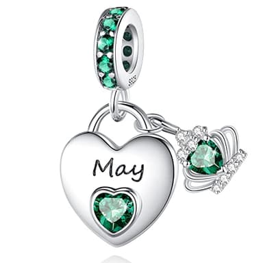Birthstone Charms for Pandora Bracelet: 925 Sterling Silver Birthstone Charms for Charm Bracelets and Necklaces, Birthday Mother's Day Christmas Gifts (May)