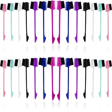 NSBELL 28PCS 3 in 1 Hair Edge Brush Double Sided Hair Comb Pack Smooth Brush Comb Grooming, 7 Colors