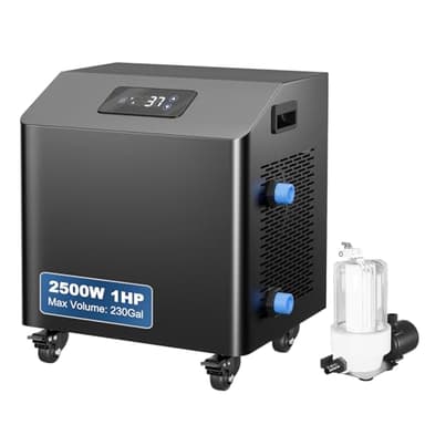 Ice Bath Water Chiller for Cold Plunge Tubs, 1HP Upgraded Cold Plunge Chiller with External Filter & Pump, Submersible Pump, Insulated Hoses, 110V Cooling Chiller for for Cold Therapy Recovery