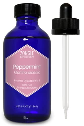 Peppermint Oil, Food Grade, Edible, for Digestion, IBS, Hair – 100% Pure, Peppermint Essential Oil, Mint Oil, Safe for Ingestion, by Zongle Therapeutics, 4 OZ