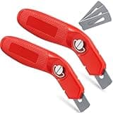 Lasnten Knife for Cutting Carpet Heavy Duty Carpet Knife with 6 Blades Utility Tools for Box Cutter Roofing Purpose, Aluminum(Red, 2 Pieces 6 Blades)