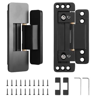 HBL' 2 Pack Hidden Door Hinges, Ultra-Thin Adjustable Concealed Hinges for Secret Doors, Pantries & Closets, Heavy Duty Invisible Design