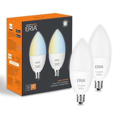 ERIA Smart Candelabra Bulbs, ZigBee Tunable White, Works with AduroSmart, Hue*, SmartThings, Amazon Echo (4th Gen), Alexa, HA, Google Assistant (2-Pack)