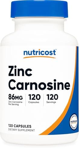 Nutricost Zinc Carnosine 86mg, 120 Capsules - Non-GMO, Gluten Free, Zinc L-Carnosine Supplement