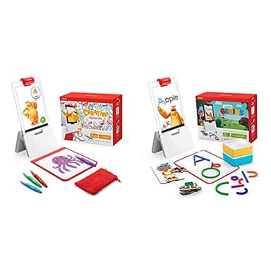 Osmo - Creative Starter Kit & Little Genius Starter Kit for Fire Tablet - Ages 3-10 - Creative Drawing & Problem Solving, Pre-School Learning-(Fire Tablet Base Included) 7 Educational Learning Games