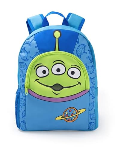 Disney Toy Story Green Alien Blue Backpack | Pizza Planet Graphic School Bag with Padded Straps & Zip Closure Merch
