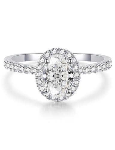 IMOLOVE Moissanite Oval Engagement Ring Promise Rings for Her Stackable Womens Wedding Rings Sterling Silver Ring with 18K Gold Plated Rings for Women 2CT D Color VVS1 Clarity Halo Rings For Women 7
