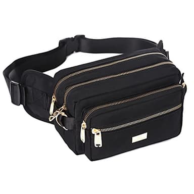Banbituy Extra Large Fashion Fanny Pack for Men Women, Waist Bag for Waterproof Hiking Running Biking Gym Outdoor Sports Travel Belt Bag (Black)
