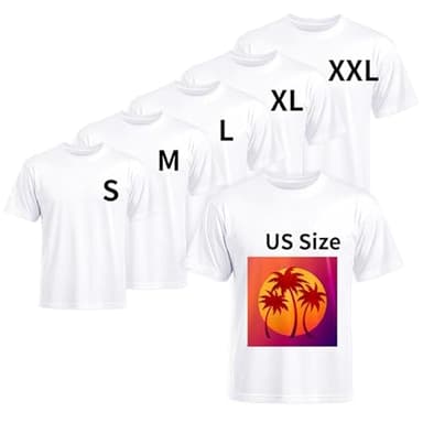 Joyclub 5 PCS Unisex Sublimation Blanks Bulk Polyester T Shirts for Sublimation White Crew Neck Short Sleeve Wholesale for Adults DIY Gifts