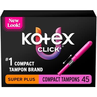 U by Kotex Tampons, Click Compact, Super Plus Absorbency, Unscented, 45 Count