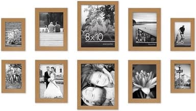 Americanflat Set of 10 Picture Frames with Shatter-Resistant Glass - Gallery Wall Frame Set with Two 8x10, Four 5x7 and Four 4x6 Frames - Signature Collection - Dark Oak