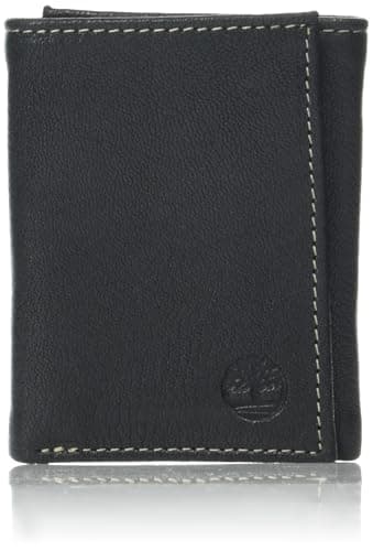 Timberland Men's Genuine Leather Rfid Blocking Trifold Wallet, Black, One Size