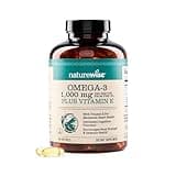 NatureWise Extra-Strength Omega 3 Fish Oil Supplement - 1000mg per Serving - 600 EPA & 400 DHA and Vitamin E - Support for Heart & Brain Health - Lemon Flavor, GMO-Free - 180 Softgels[3-Month Supply]