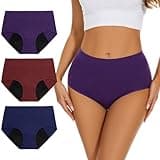 ALLBASE Incontinence Underwear for Women High Absorbency Period Panties Ladies Leakproof Protective Menstrual Postpartum Bladder Control Washable Cotton Briefs Multipack