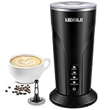 KIDISLE 4-in-1 Milk Frother and Steamer, Electric Milk Steamer with Keep Warm Function, Automatic Warm and Cold Foam Maker for Coffee, Latte, Hot Chocolate, Macchiato, Cappuccinos, Black