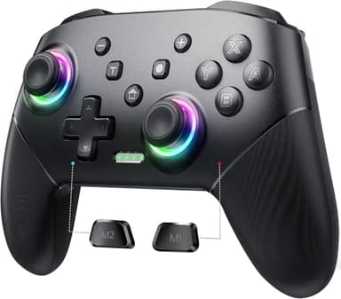VOYEE Switch Controller Wireless, Pro Controllers Compatible with Switch/Lite/OLED/PC, One-Key Pairing Gamepad with 9-Color RGB LEDs 1000mAh Battery 6-Axis Motion Wake Up Function