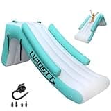 LVAOSTT Pontoon Waterfall Slide, Inflatable Water Boats Slide Island for Adults Kids Summer Lake Party