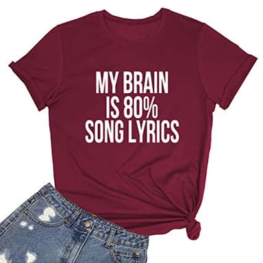 LOOKFACE Women Cute Cotton Tees Shirts Wine Red Medium
