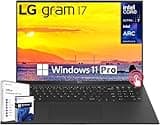 LG Gram 17 Lightweight Business Laptop, Intel Evo Edition Core Ultra 7-155H, 17” WQXGA Touchscreen, 32GB RAM, 2TB SSD, Intel ARC Graphics, Backlit, Windows 11 Pro & Microsoft Office Lifetime License