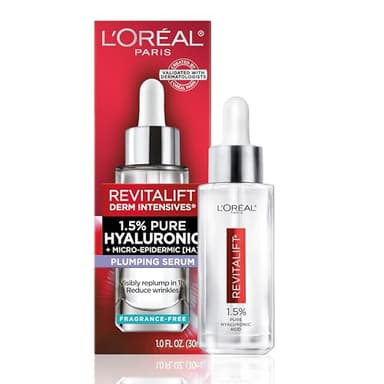 L'Oreal Paris Revitalift 1.5% Pure Hyaluronic Acid Serum for Face, Anti Aging Serum to Hydrate Skin & Reduce Wrinkles, Fragrance Free Skin Care for All Skin Types, 1 Oz