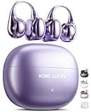 King Lucky Clip-on Earbuds,Open Ear Earbuds Wireless Bluetooth 5.4, Lightweight Open Ear Headphones with C-Shaped Bridge,Slim Hook,50H Battery,Waterproof,for Glasses Wearers and Workouts (Purple)