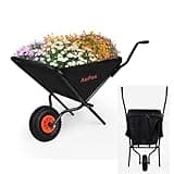 Collapsible Wheelbarrow, Foldable Yard Cart Easy Loading and Dumping Garden Cart Thickened Oxford Cloth Lawn Cart for Nutrient Soil,Grass, Leaf, Garden Supplies