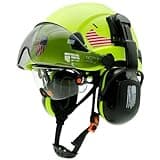 Perldverge Construction Hard Hat with Visor and Hearing Protection-Green Safety Hardhat OSHA Approved with Face Shield and Visor and Ear Protection,Chainsaw/Forestry/Arborist Helmet with Chin Straps