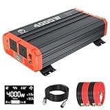 TOPBULL 4000 Watt Pure Sine Wave Power Inverter 12V DC to 110V AC Converter for Vehicle/Home/RV/Truck Off-Grid Solar Power Inverter with USB, Type-C Port Dual AC Outlets & LCD Display Remote Control