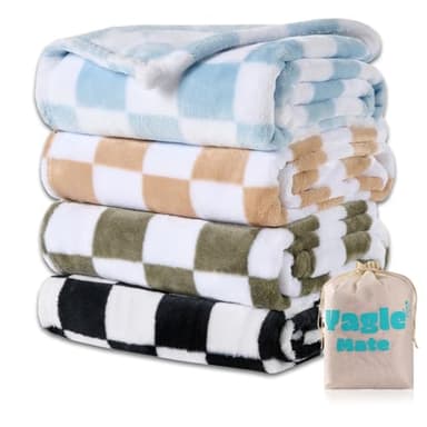 Yagle Mate 4 Pcs Baby Blankets, Fluffy Small Crib Baby Blankets for Boys, Fleece Checkered Blanket, Toddler Receiving Blankets 30×40