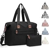Pritent Travel Duffle Bag, Waterproof Weekender Overnight Hospital Bags for Women Men with Toiletry Bag Lightweight Carry on Duffle Gym Bag for Travel, Airplanes, Sports(Black, Large)