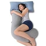 QUEEN ROSE Body Pillow, Full Body Support Pillow for Side Sleepers, Cooling Soft S Shaped Hug Pillow for Adults, Grey