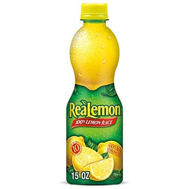 ReaLemon 100% Lemon Juice, 15 fl oz bottle, Made with Lemon Juice from Concentrate, Gluten-Free, Sodium Free, Perfect Mixer to add to Cocktails and Marinades