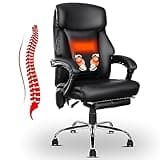 jamege Kneading Massage Executive Office Chair, 3D Back Massage Heated Office Desk Chair with Reclining Backrest, Footrest & Height Adjustment