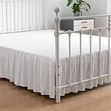 Tufted Dot Bed Skirt Queen Size,Ruffled Bed Skirt with Split Corners, Queen Bed Skirt 16 Inch Drop, Boho Queen Size Bed Skirt White for Ruffled Bed Skirt with Split Corners, Bed Skirt Queen Size