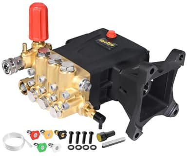 TOOLCY Pressure Washer Pump Max 4400 PSI 4.2 GPM, 1" Shaft Horizontal Gas Power Washer Pump Replacement, Direct Drive Triplex Plunger Replacement Pump with Pressure Adjustment Unloader, 5 Nozzle Tips