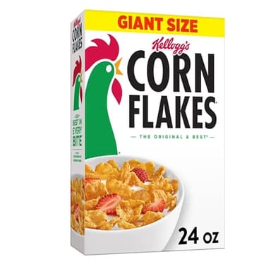 Kellogg's Corn Flakes Breakfast Cereal, Kids Cereal, Family Breakfast, Giant Size, Original, 24oz Box (1 Box)