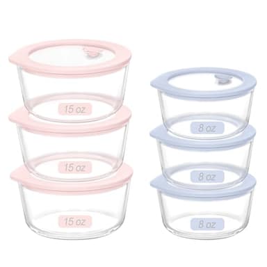 Urban Green Glass Food Container Set with Glass Lid, 6 Pack, Meal Prep Containers with Silicone Framed Airtight Lid, Leakproof, 100% Plastic Free,