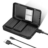 NEEWER 2 Packs LP-E6 LP-E6N Replacement Batteries and an USB Dual Charging Case Set, Compatible with Canon 5D Mark II III 5D Mark IV 5DS/5DS R 60D 6D Mark II 7D 7D Mark II 70D 80D 90D