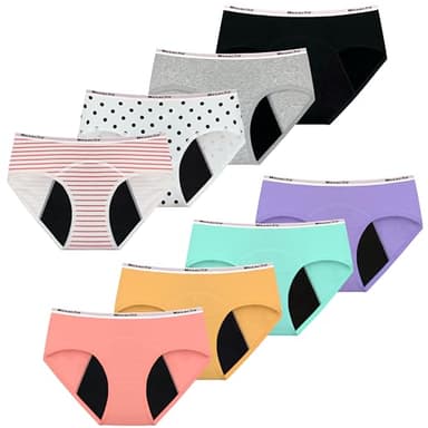 Mesachy Teens Girls Period Underwear Kids Period Panties Menstrual Leakproof Protective Underwear for Teens Cotton Briefs