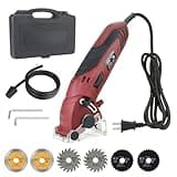 Corded Mini Circular Saw, 400W 110V 3400RMP Multifunction Handheld with 6 Blades Max Cutting Depth ½ Inch, Compact Small Circular Saw for Wood Drywall Tile PVC Pipe Soft Metal