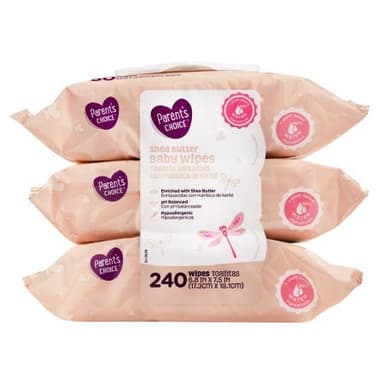 Parents Choice - Baby Wipes - Shea Butter - 3 Packs of 80