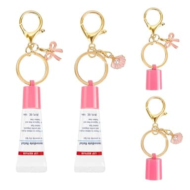 Maoolmht Keychain Holder Compatible with Aquaphor 0.35 oz Lip Repair, 2 Pack Portable Keychain Cap Compatible with Aquaphor Lip Balm (Pink)